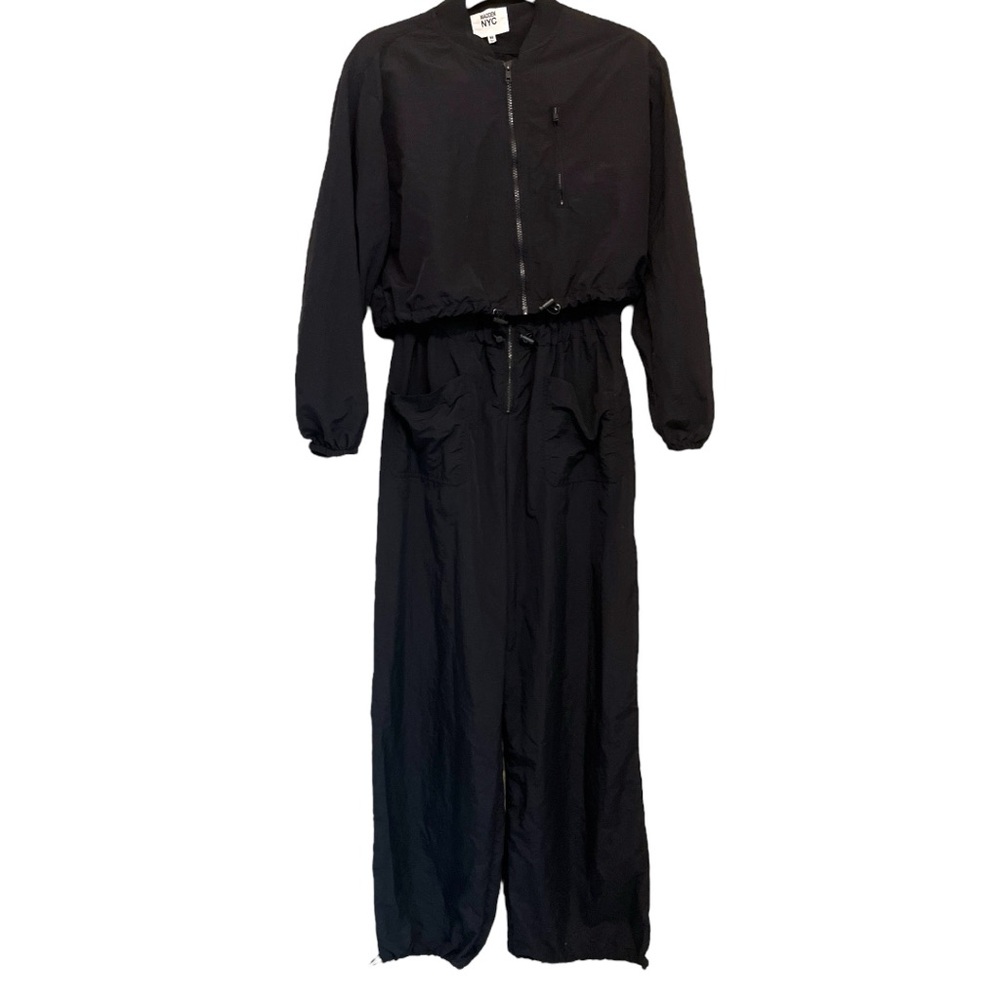 Steve Madden NYC‎ Set Black Parachute Jumpsuit Jacket Size Medium Y2K Gorpcore